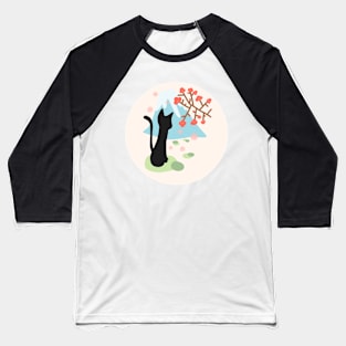 Black Cat in Japan Baseball T-Shirt